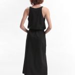 LONG DRESS WITH A FRONT SLIT — BLACK