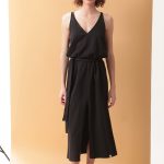 LONG DRESS WITH A FRONT SLIT — BLACK