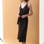 LONG DRESS WITH A FRONT SLIT — BLACK