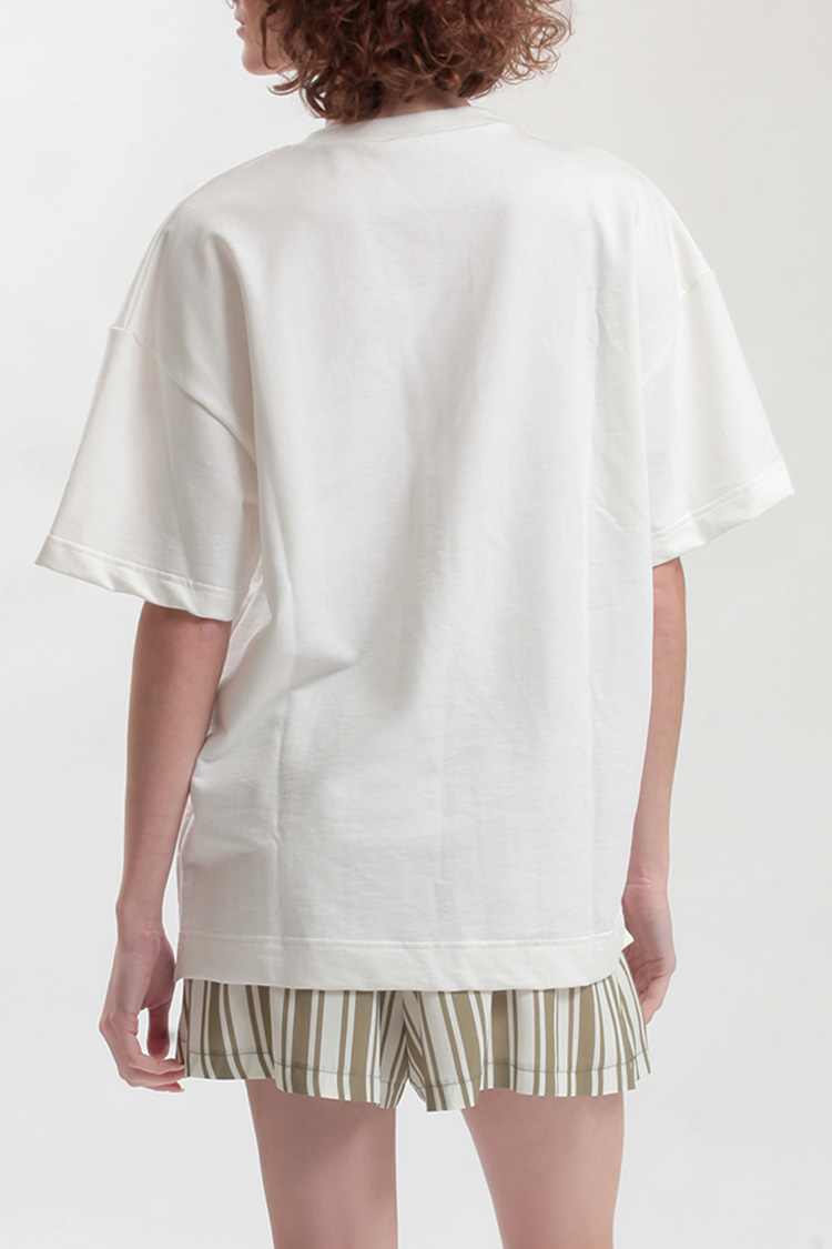 UNISEX T SHIRT WITH FLOWER POT LOGO — WHITE