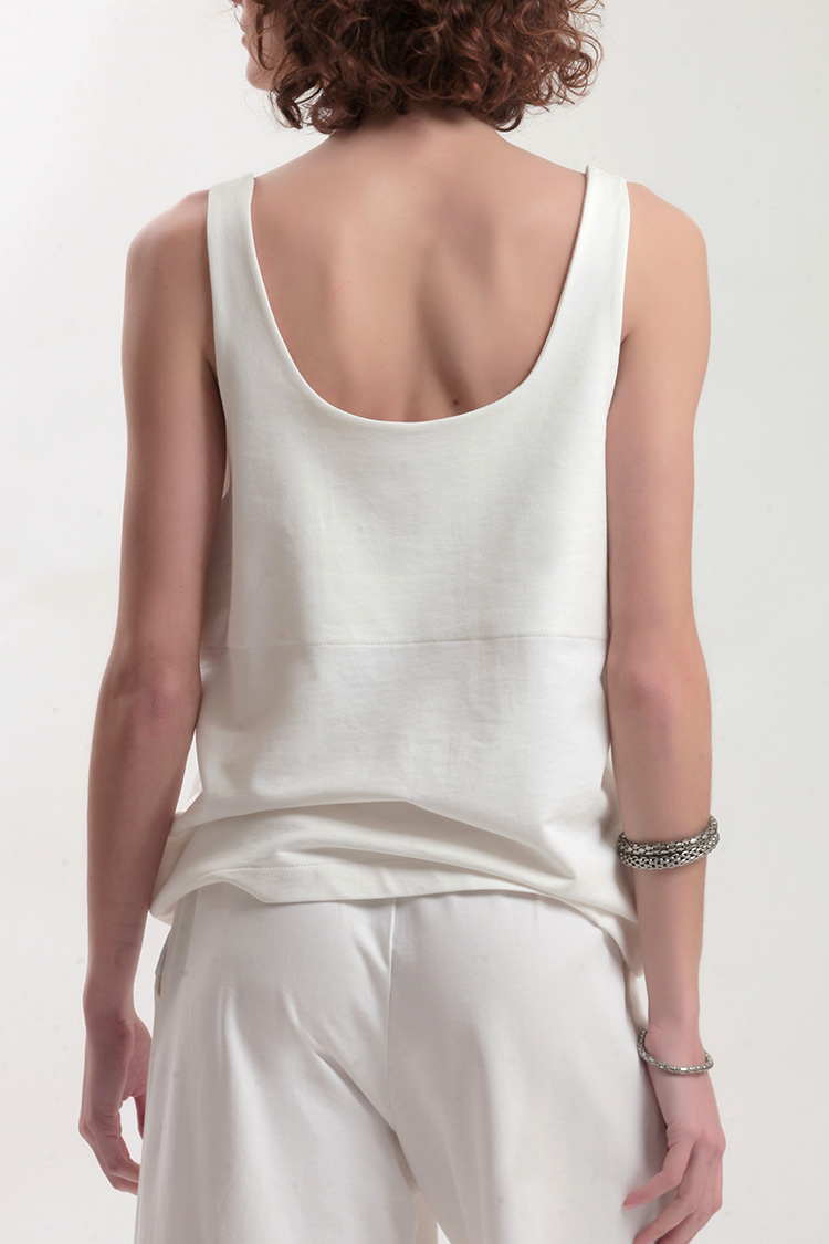TANK TOP WITH DEEP NECKLINE — WHITE