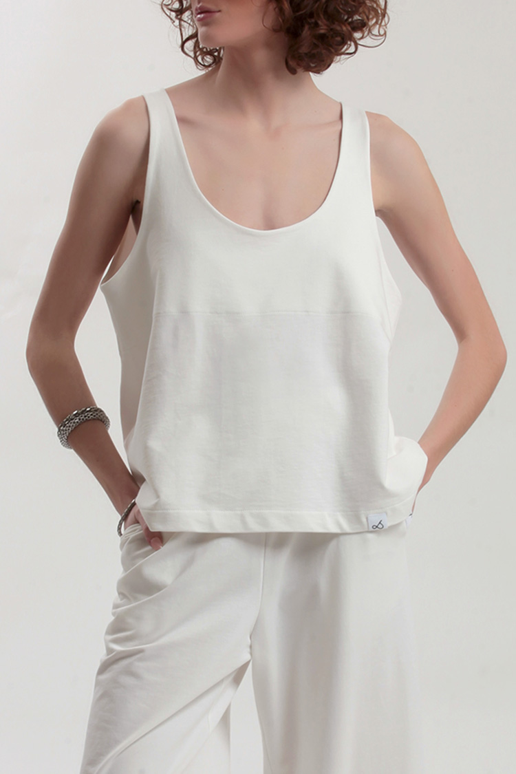 TANK TOP WITH DEEP NECKLINE — WHITE