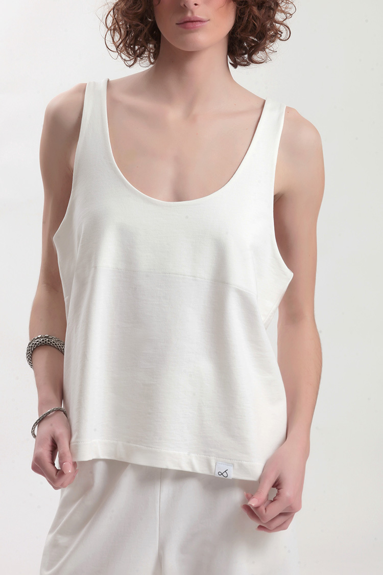 TANK TOP WITH DEEP NECKLINE — WHITE