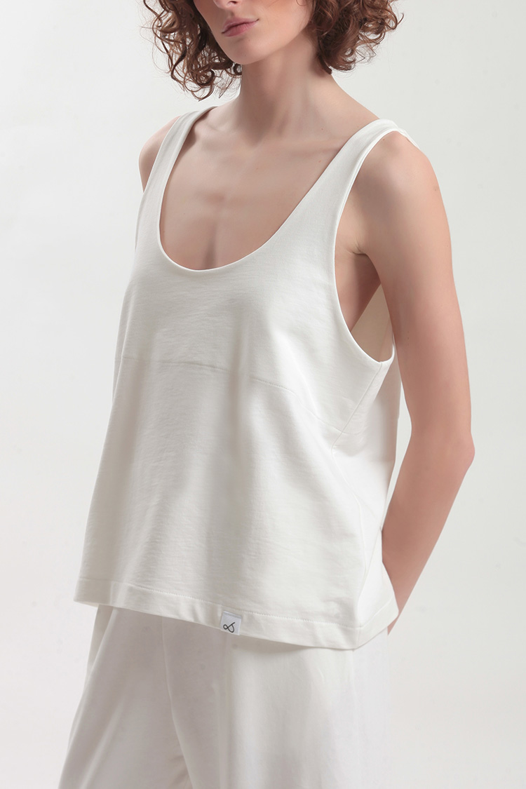 TANK TOP WITH DEEP NECKLINE — WHITE