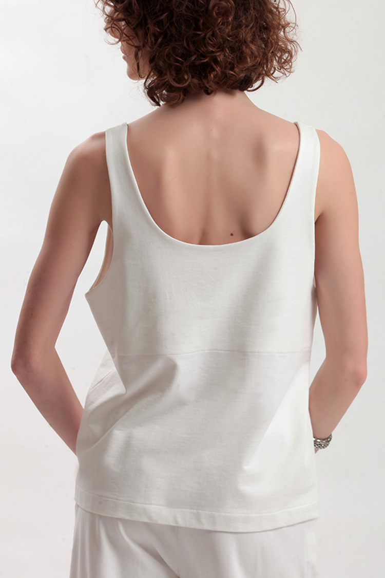 TANK TOP WITH DEEP NECKLINE — WHITE