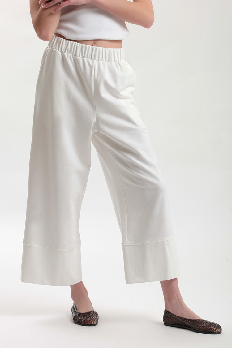 WIDE LEG ZIP CULLOTES — WHITE
