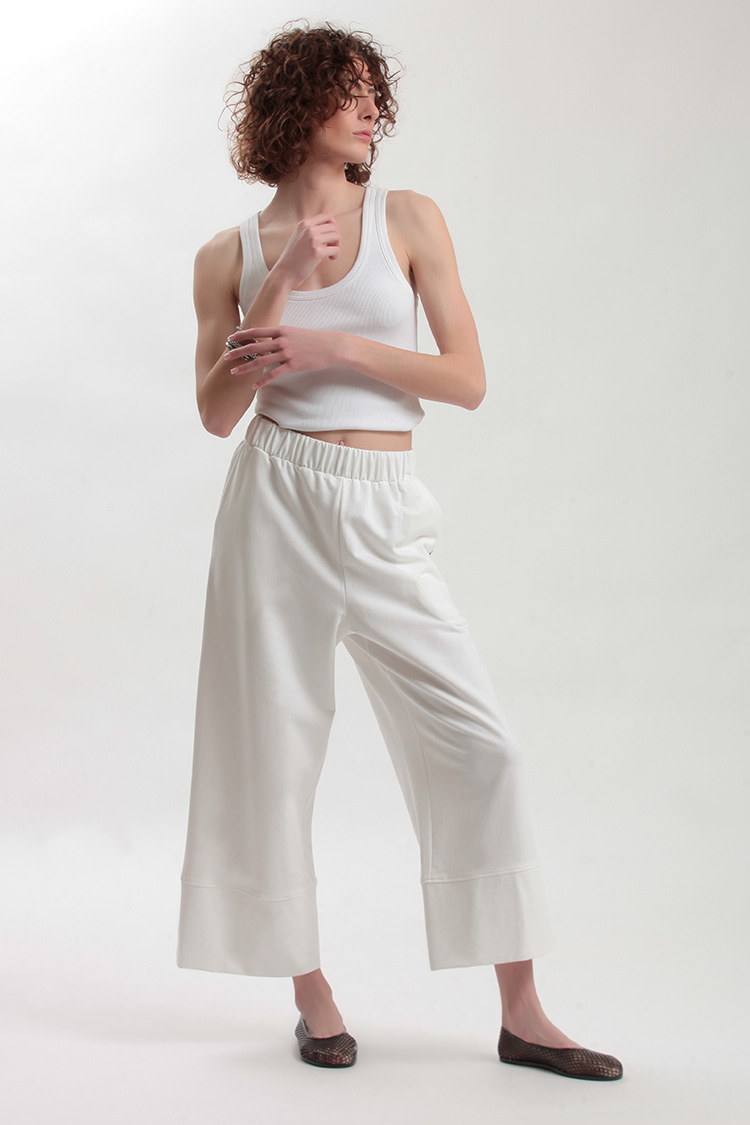 WIDE LEG ZIP CULLOTES — WHITE
