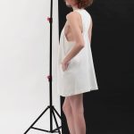 MINI DRESS WITH A TRIANGULAR BACK DESIGN — WHITE