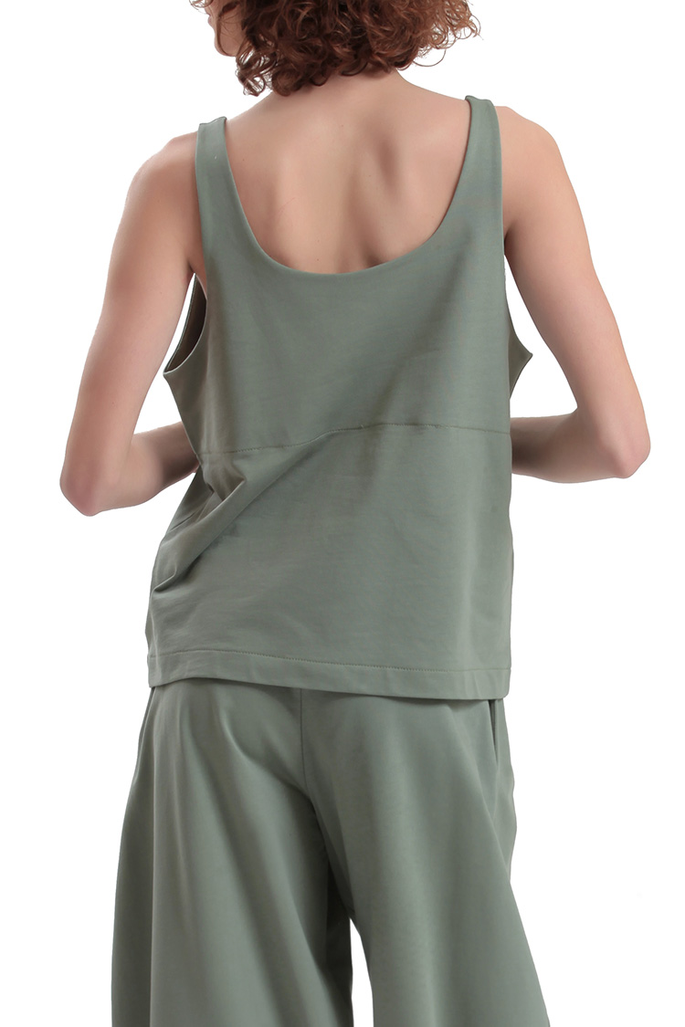 TANK TOP WITH DEEP NECKLINE — OLIVE