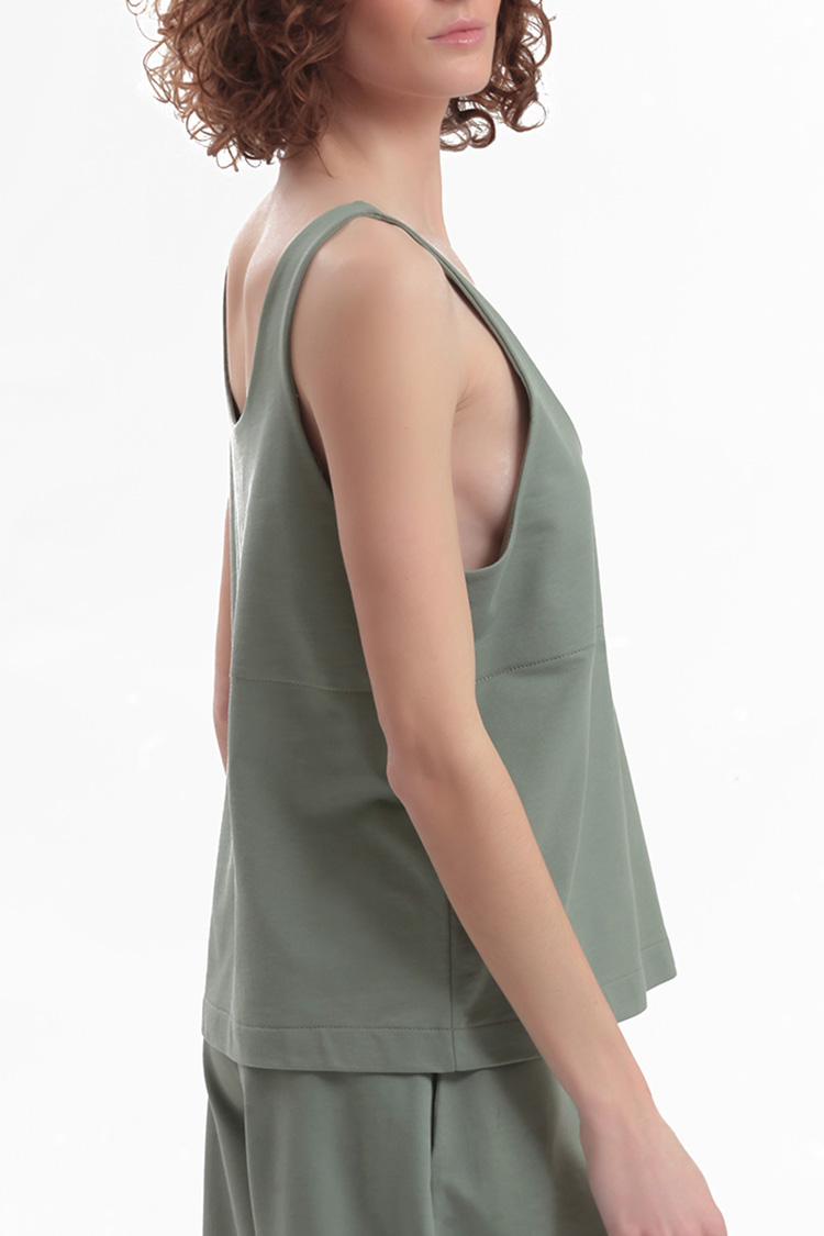 TANK TOP WITH DEEP NECKLINE — OLIVE