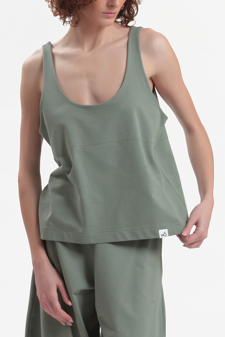 TANK TOP WITH DEEP NECKLINE — OLIVE