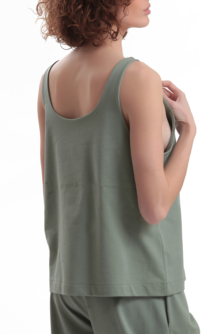 TANK TOP WITH DEEP NECKLINE — OLIVE