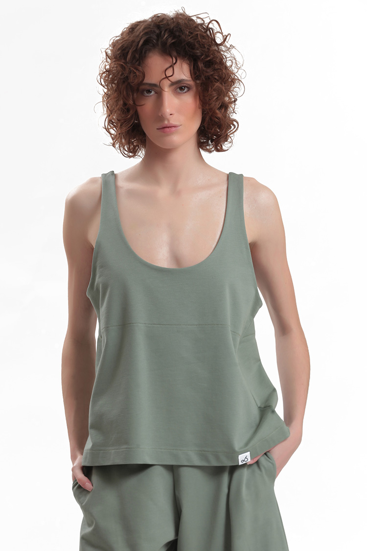 TANK TOP WITH DEEP NECKLINE — OLIVE