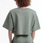 T SHIRT WITH OVERSIZED SHOULDERS AND LOGO — OLIVE