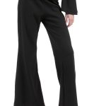RIBBED FLARED LEG PANTS – BLACK