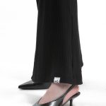 RIBBED FLARED LEG PANTS – BLACK