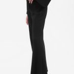 RIBBED FLARED LEG PANTS – BLACK
