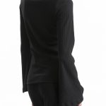 RIBBED LONG SLEEVE TOP-BLACK