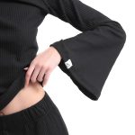 RIBBED LONG SLEEVE TOP-BLACK