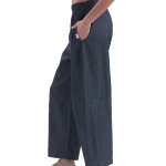 WIDE LEG DENIM-LOOK TROUSERS