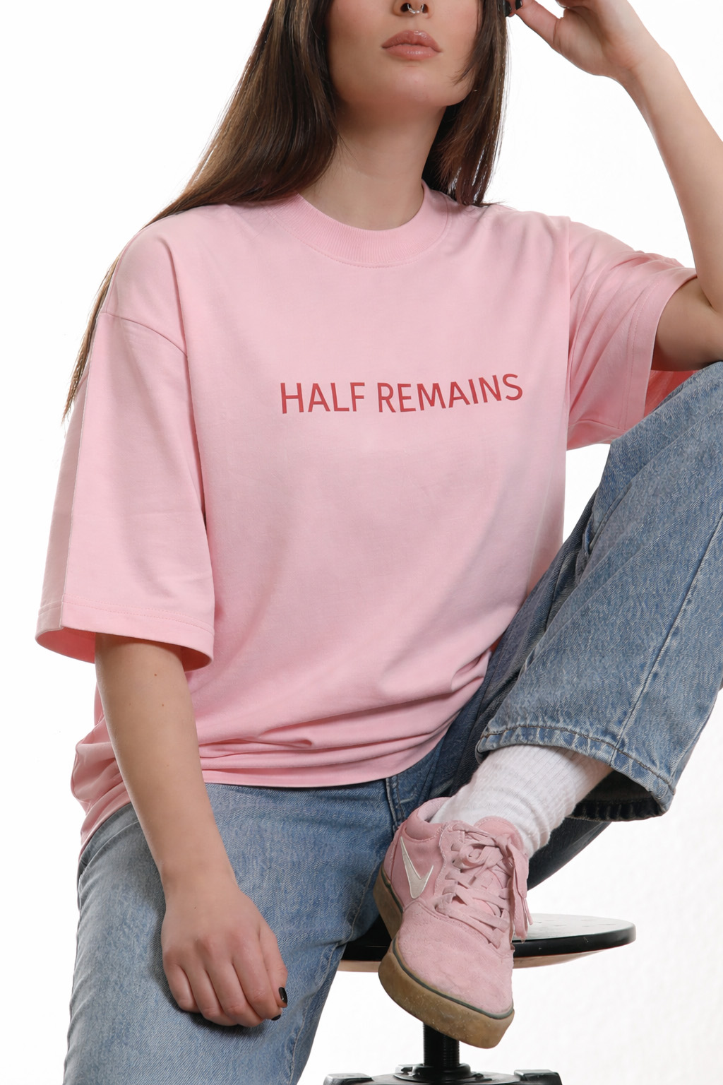 HALF REMAINS OVERSIZED T SHIRT – PASTEL PINK