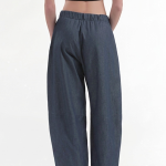 WIDE LEG DENIM-LOOK TROUSERS