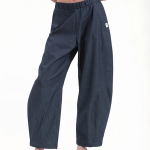 WIDE LEG DENIM-LOOK TROUSERS