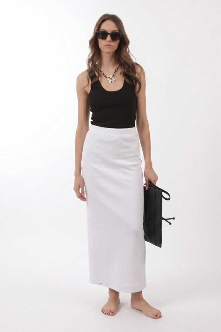 SLIM FIT SKIRT-WHITE