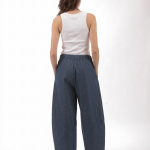 WIDE LEG DENIM-LOOK TROUSERS