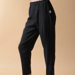 CROPPED TROUSERS WITH ELASTICATED WAIST — BLACK