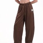 WIDE-LEG SATIN PANTS IN CHOCOLATE