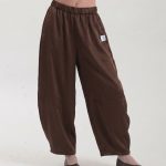 WIDE-LEG SATIN PANTS IN CHOCOLATE